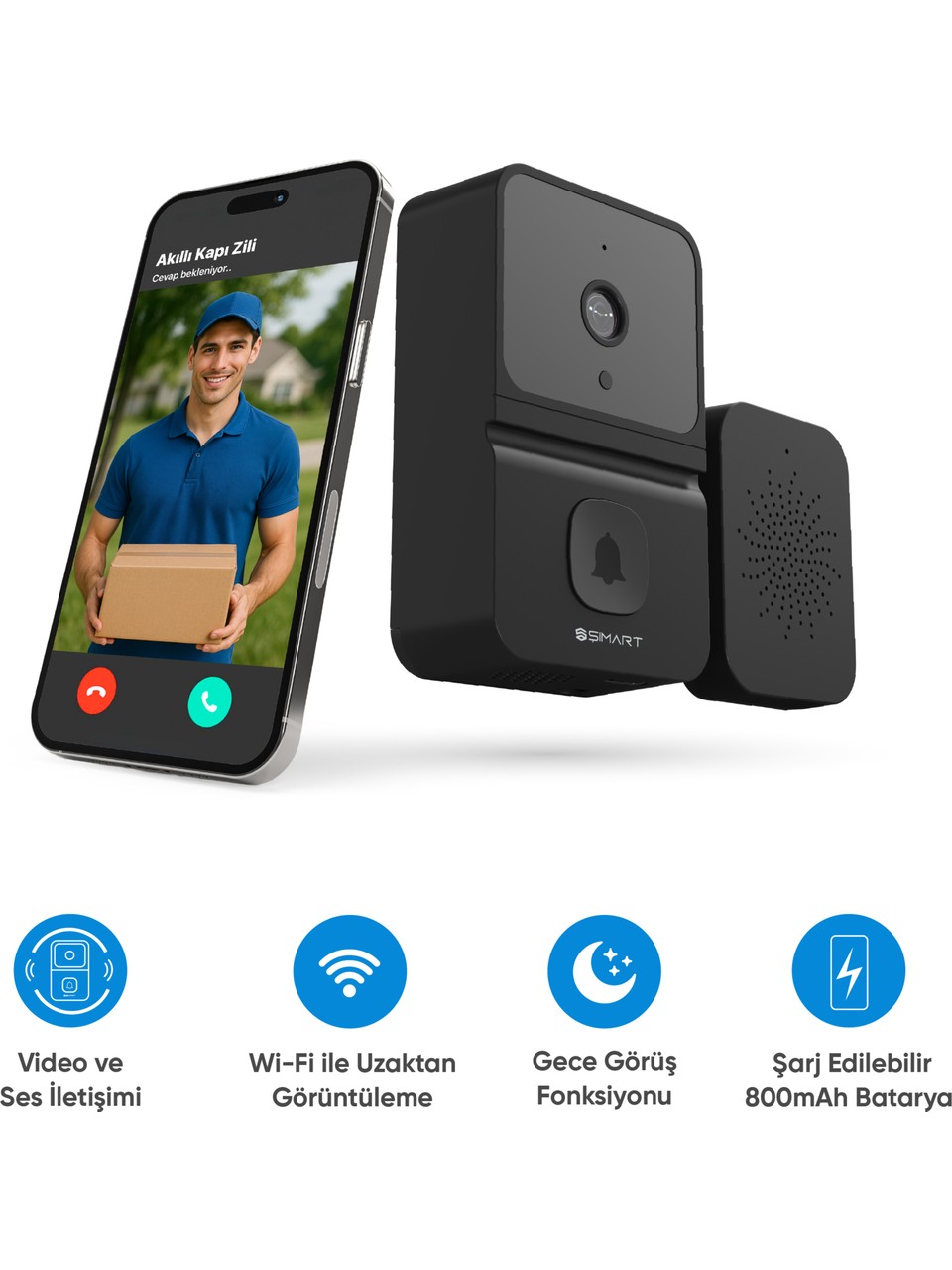 HOUSE PRATİK HP85 Görüntülü Kapı Zili- Uzaktan Kumandalı