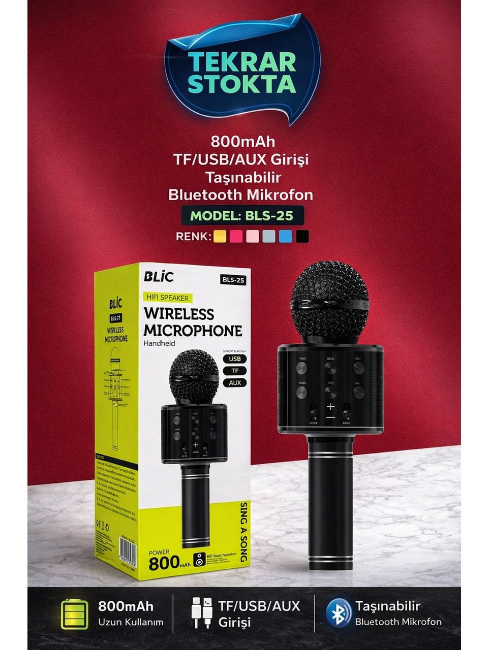 BLIC BLS-25 KABLOSUZ MİKROFON KAREOKE