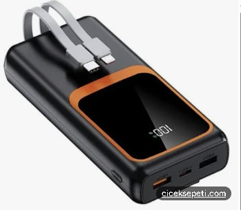 RECCI 20.000 Mah Powerbank 22.5w Hızlı Şarj Taşınabilir Şarj Cihazı Çok Kablolu Dijital Göstergeli