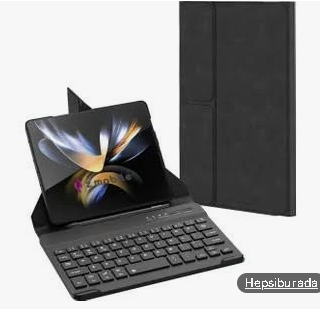 Samsung Galaxy Z Fold 4 Uyumlu Klavye Standlı Bluetooth Klavyeli Kılıf Kalem Bölmeli Manyetik 