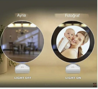 Fotoğraflı Led Işıklı Sihirli Ayna Resimli Çerçeve Dekoratif Masa Makyaj Ayna