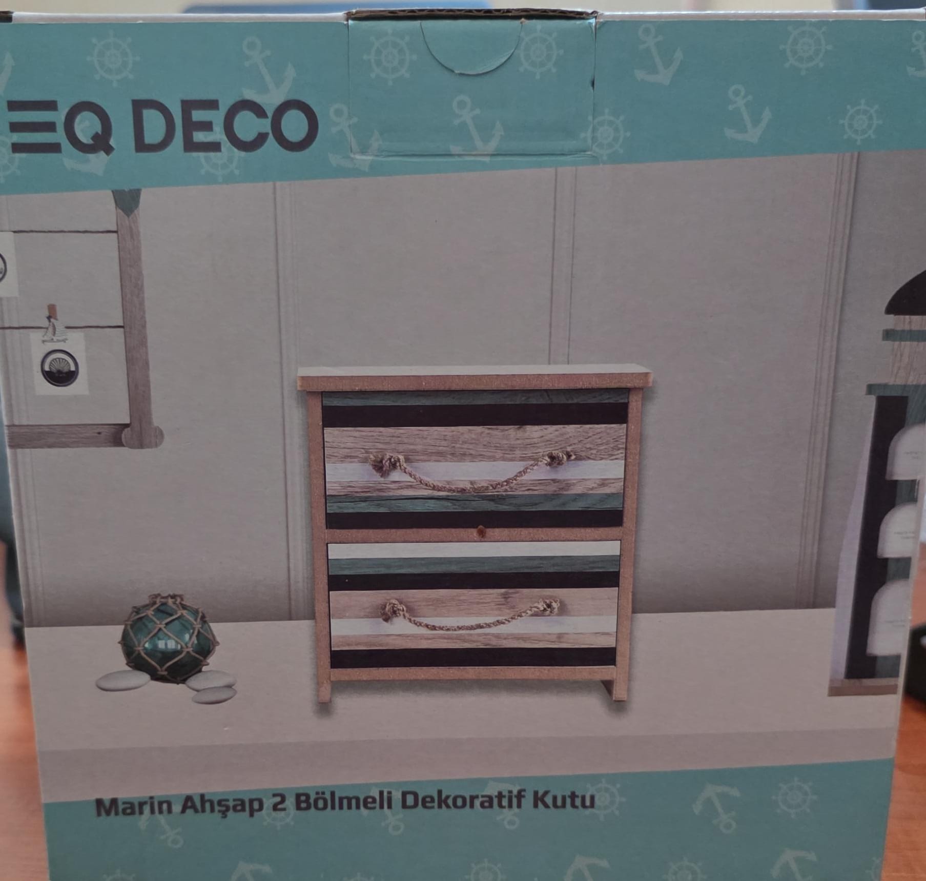 QDECO MARİN AHŞAP 2 BÖLMELİ DEKORATİF KUTU