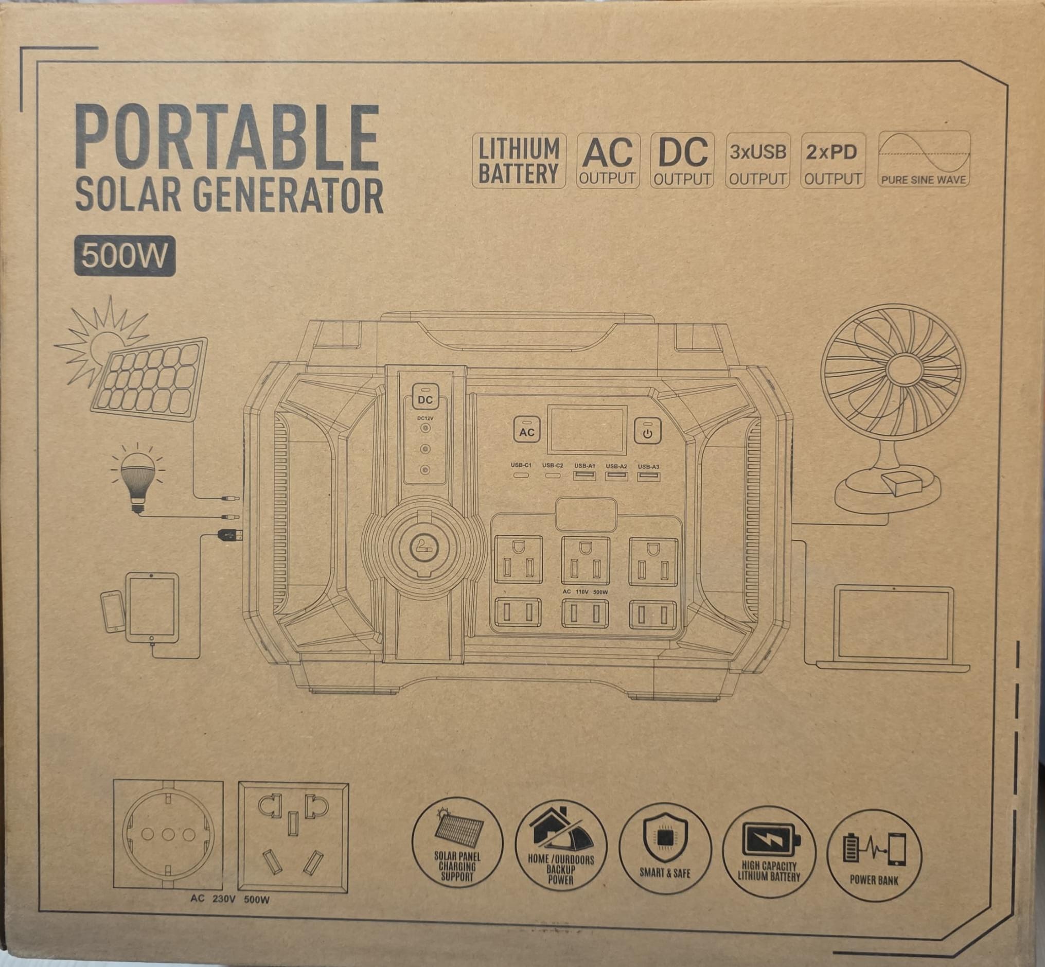 RECCI POWER A501 PORTATİF GÜNEŞ ENERJİLİ GÜÇ KAYNAĞI 500W