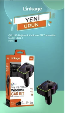 LINKAGE LKW-2 ARAÇ İÇİ FM TRANSMITTER VE ŞARJ CİHAZI LED SECREEN TF CARD SLOT