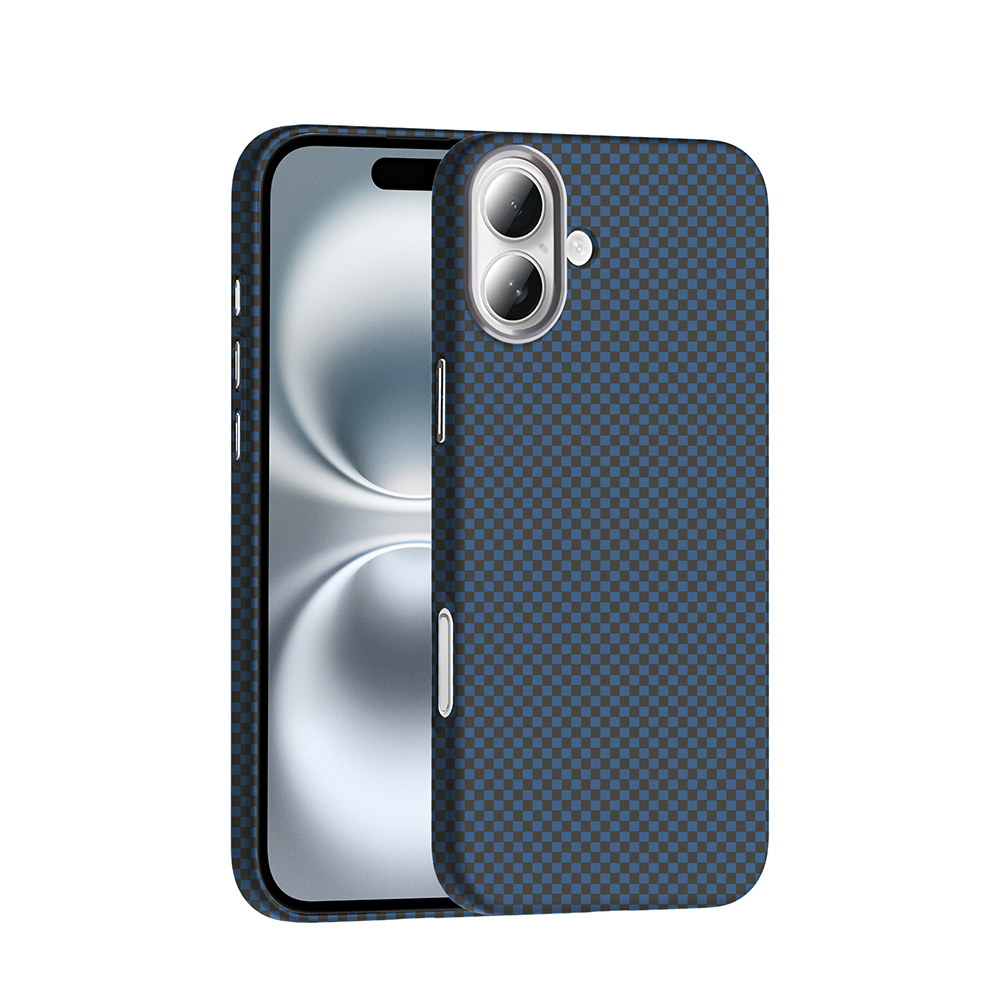 Apple iPhone 16 Plus Kılıf M-safe Şarj Özellikli Karbon Fiber Görünümlü Zore Gros Kapak - Lacivert