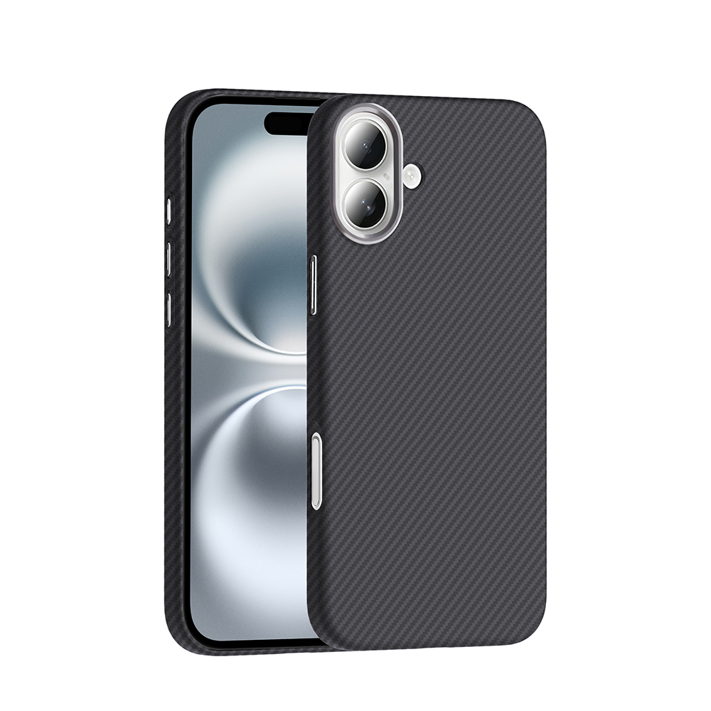 Apple iPhone 16 Plus Kılıf M-safe Şarj Özellikli Karbon Fiber Görünümlü Zore Gros Kapak - Siyah