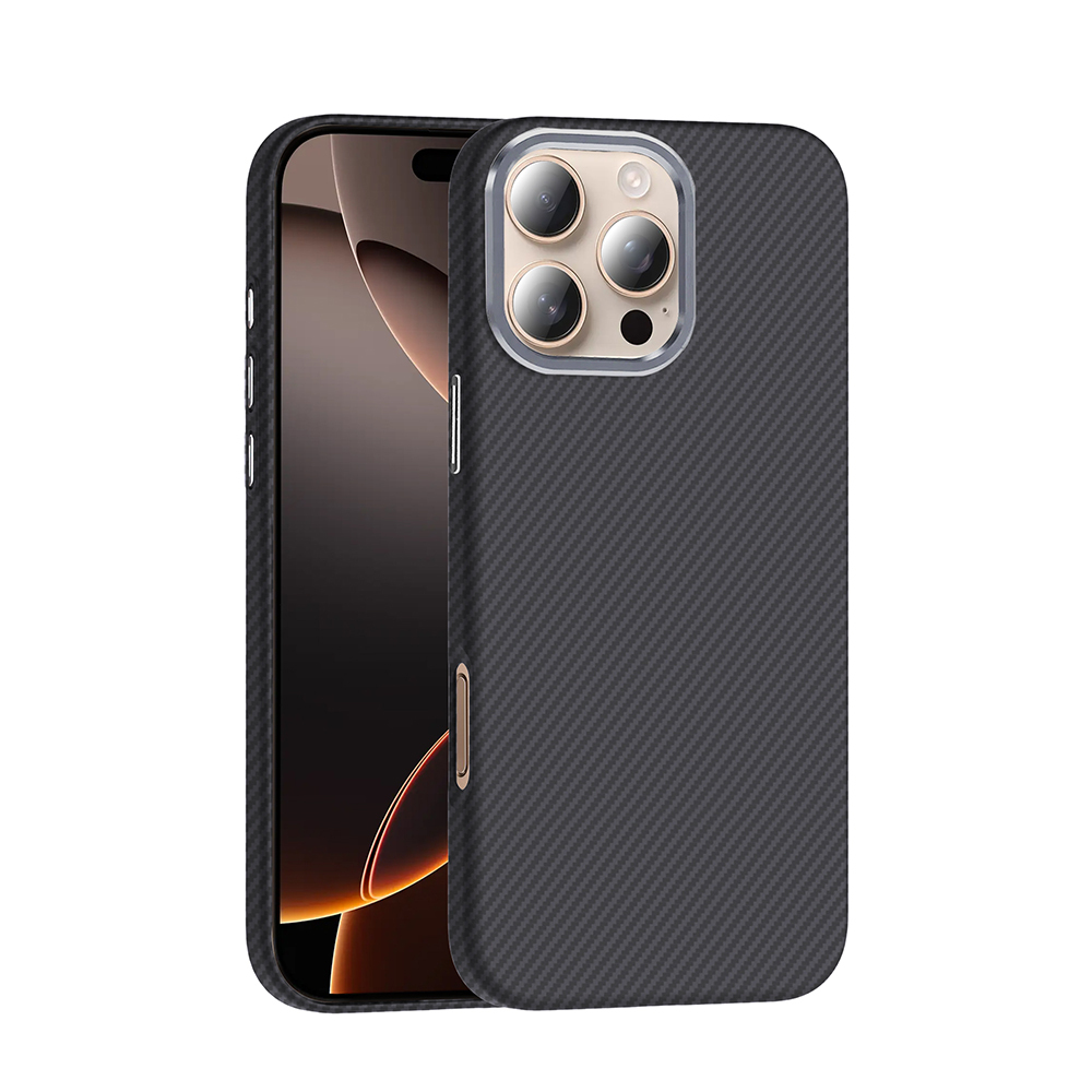 Apple iPhone 16 Pro Kılıf M-safe Şarj Özellikli Karbon Fiber Görünümlü Zore Gros Kapak - Siyah