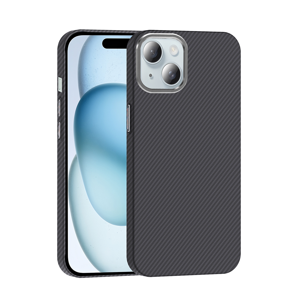 Apple iPhone 15 Kılıf M-safe Şarj Özellikli Karbon Fiber Görünümlü Zore Gros Kapak - Siyah