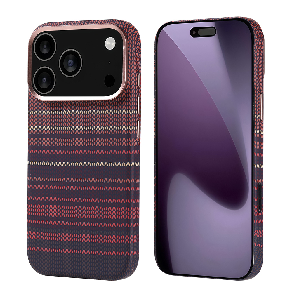 Apple iPhone 17 Pro Kılıf M-safe Şarj Özellikli Karbon Fiber Görünümlü Zore Nekst Kapak - Kırmızı