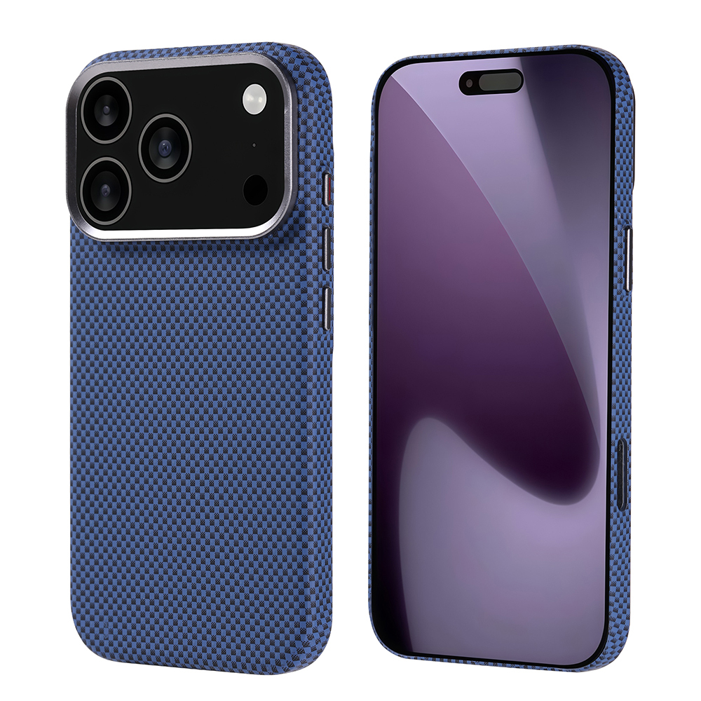 Apple iPhone 17 Pro Kılıf M-safe Şarj Özellikli Karbon Fiber Görünümlü Zore Nekst Kapak - Lacivert