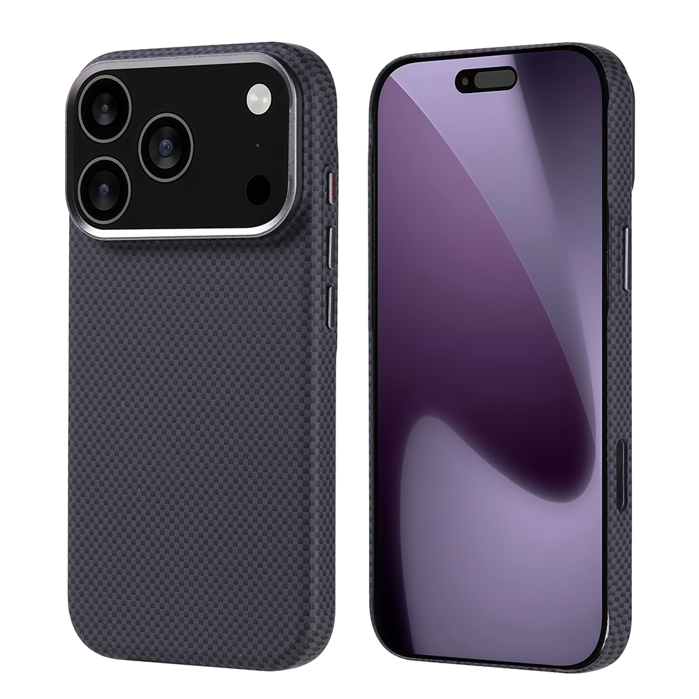 Apple iPhone 17 Pro Kılıf M-safe Şarj Özellikli Karbon Fiber Görünümlü Zore Nekst Kapak - Siyah