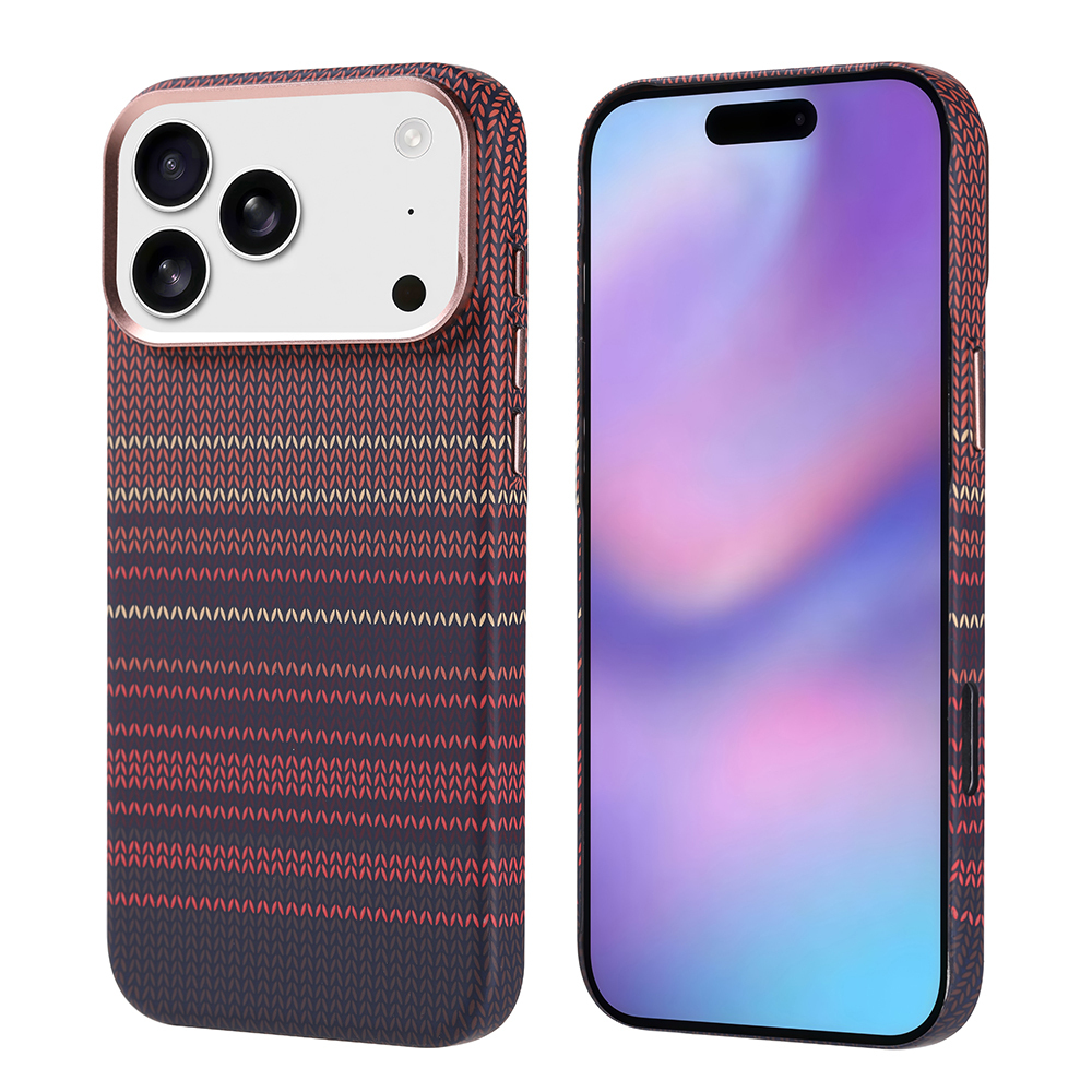 Apple iPhone 17 Pro Max Kılıf M-safe Şarj Özellikli Karbon Fiber Görünümlü Zore Nekst Kapak - Kırmızı