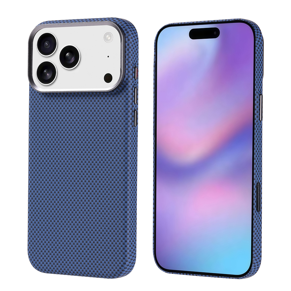 Apple iPhone 17 Pro Max Kılıf M-safe Şarj Özellikli Karbon Fiber Görünümlü Zore Nekst Kapak - Lacivert