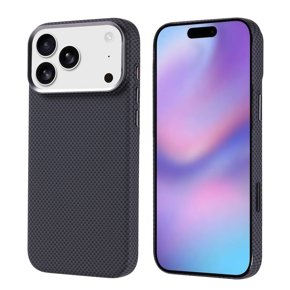 Apple iPhone 17 Pro Max Kılıf M-safe Şarj Özellikli Karbon Fiber Görünümlü Zore Nekst Kapak - Siyah