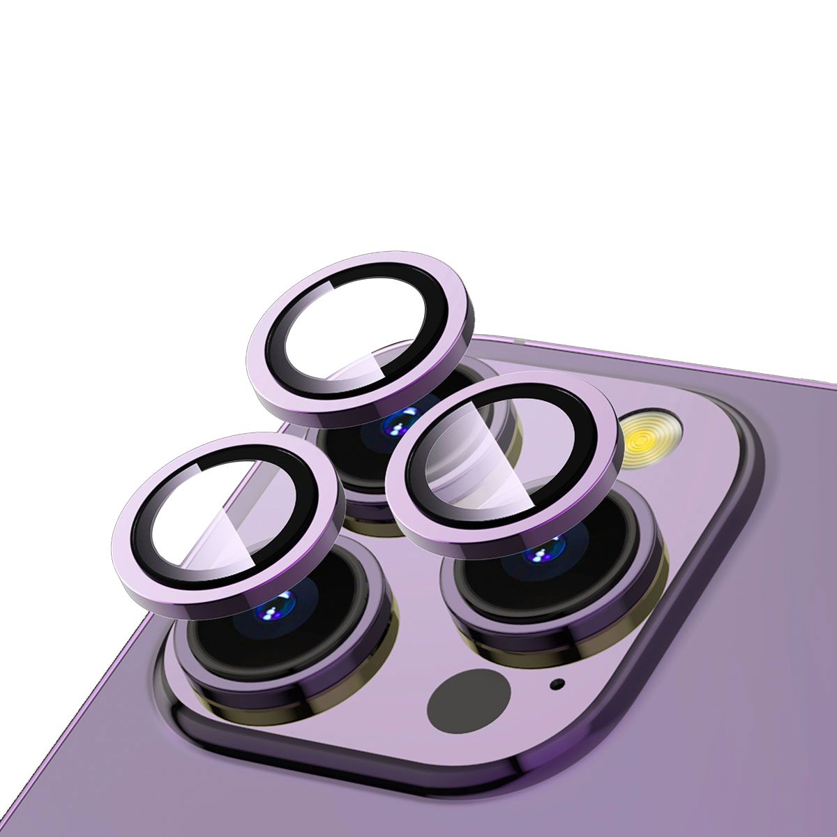 Apple iPhone 14 Pro Max Zore CL-12 Premium Safir Parmak İzi Bırakmayan Anti-Reflective Kamera Lens Koruyucu - Derin Mor