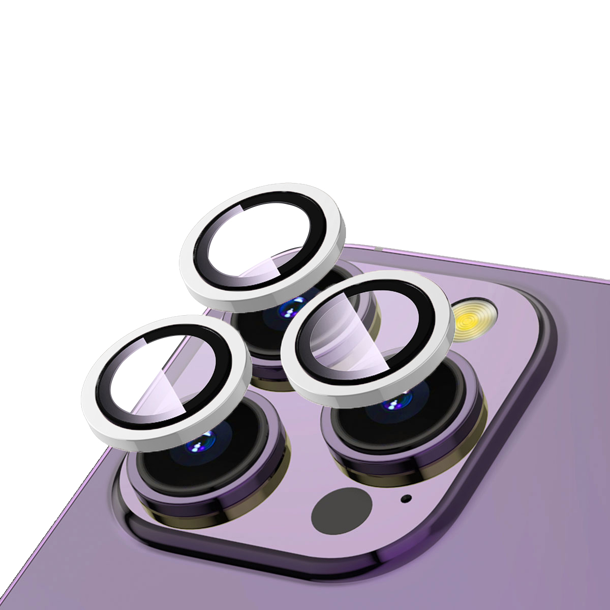 Apple iPhone 14 Pro Max Zore CL-12 Premium Safir Parmak İzi Bırakmayan Anti-Reflective Kamera Lens Koruyucu - Gümüş