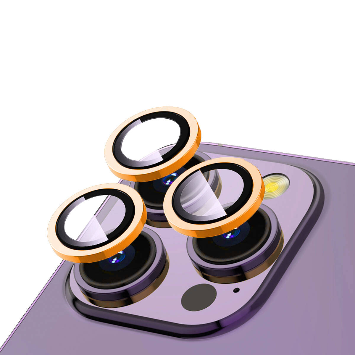 Apple iPhone 14 Pro Max Zore CL-12 Premium Safir Parmak İzi Bırakmayan Anti-Reflective Kamera Lens Koruyucu - Turuncu
