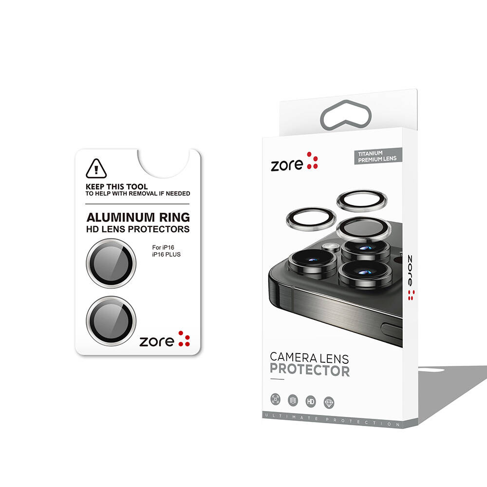 Apple iPhone 16 Plus Zore CL-12 Premium Safir Parmak İzi Bırakmayan Anti-Reflective Kamera Lens Koruyucu - Gümüş