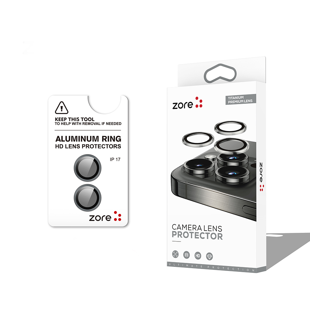 Apple iPhone 17 Zore CL-12 Premium Safir Parmak İzi Bırakmayan Anti-Reflective Kamera Lens Koruyucu - Gri