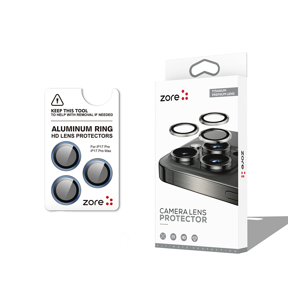 Apple iPhone 17 Pro Max Zore CL-12 Premium Safir Parmak İzi Bırakmayan Anti-Reflective Kamera Lens Koruyucu - Lacivert
