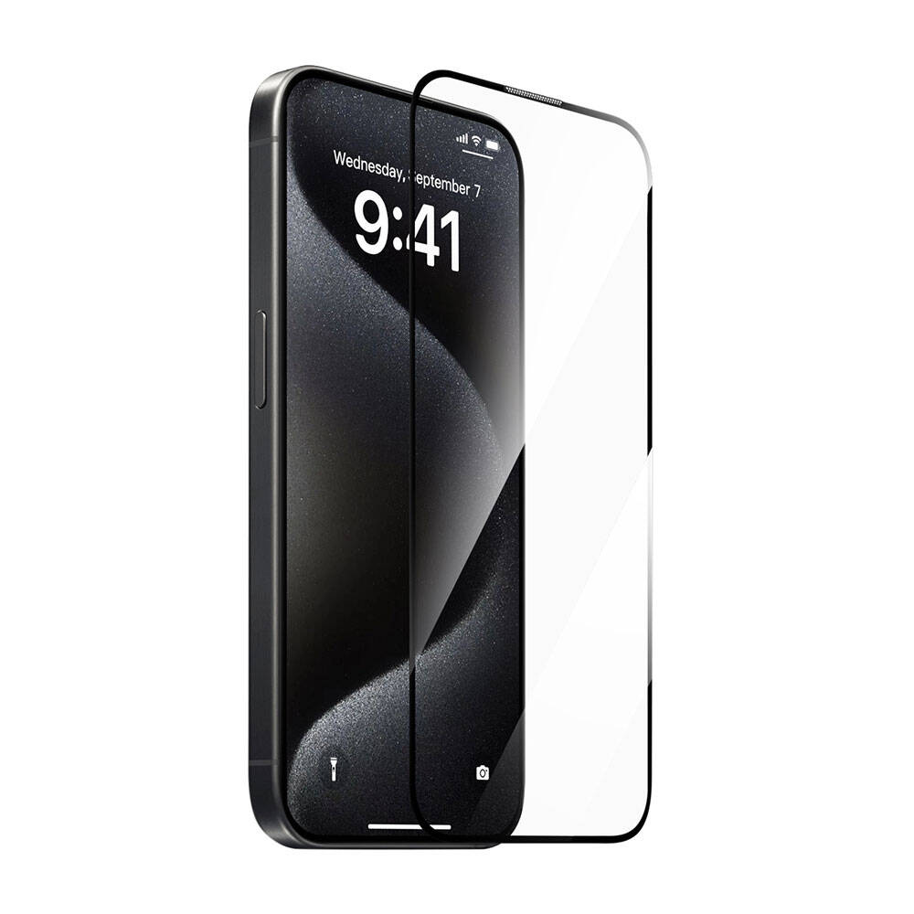 Apple iPhone 15 Pro Max Wiwu GT-008 Polimer Oleofobik Kaplama Şeffaf Pürüzsüz Temperli Cam Ekran Koruyucu