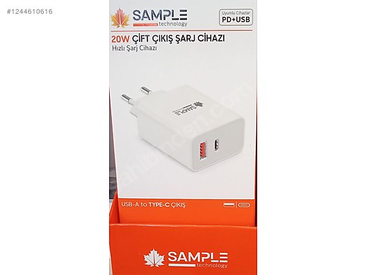 SAMPLE TECHNOLOGY 20W ÇİFT ÇIKIŞ ŞARJ CİHAZI USB-A TYPE-C HIZLI ŞARJ CİHAZI