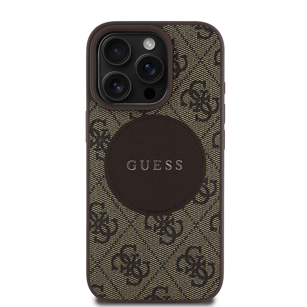 Apple iPhone 16 Pro Kılıf Guess Orjinal Lisanslı M-safe Şarj Özellikli Yazı Logolu Circle Classic Kapak