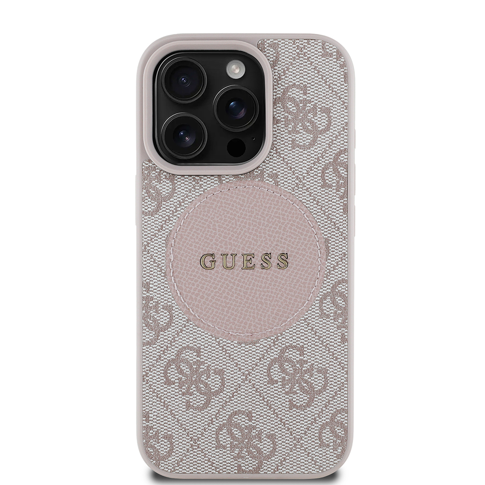 Apple iPhone 16 Pro Kılıf Guess Orjinal Lisanslı M-safe Şarj Özellikli Yazı Logolu Circle Classic Kapak