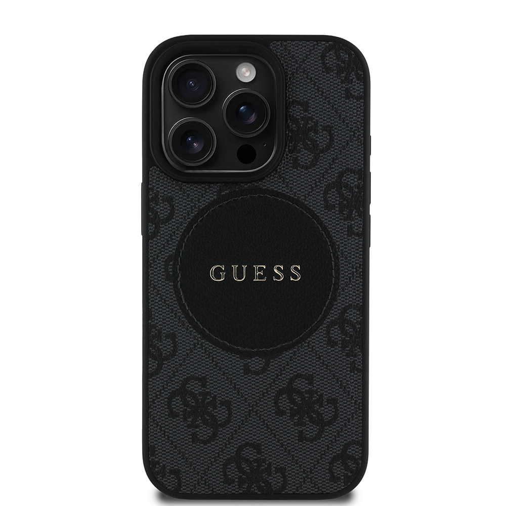 Apple iPhone 16 Pro Kılıf Guess Orjinal Lisanslı M-safe Şarj Özellikli Yazı Logolu Circle Classic Kapak