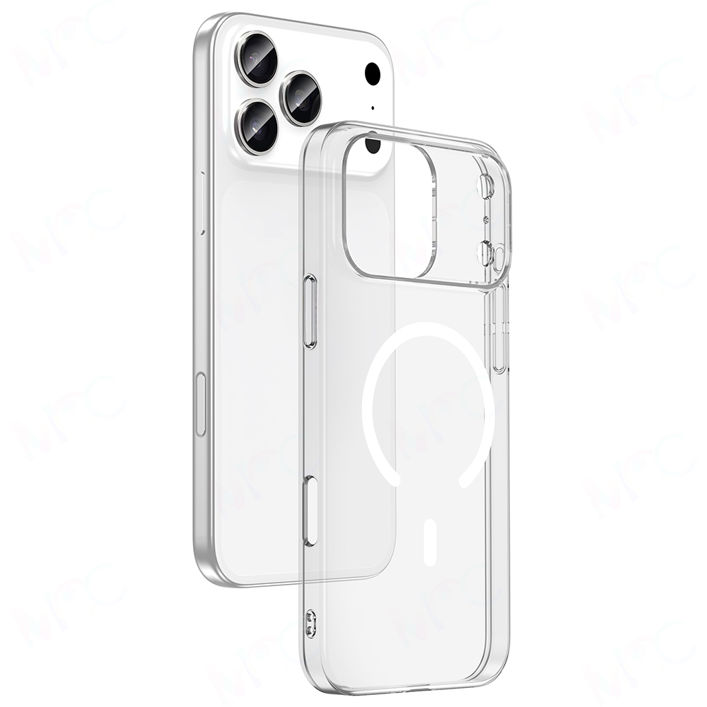 Apple iPhone 17 Pro Max Kamera Korumalı M-Safe Şarj Özellikli Şeffaf Zore London Sert PC Kapak