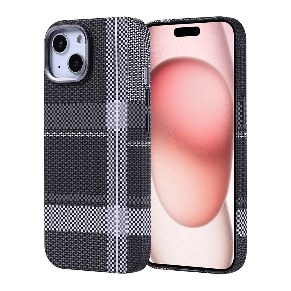 Apple iPhone 15 Kılıf M-safe Şarj Özellikli Karbon Fiber Görünümlü Zore Nekst Kapak