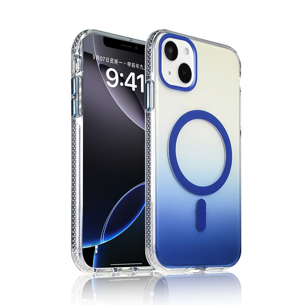 Apple iPhone 15 Kılıf M-safe Şarj Özellikli Transparan Renk Geçişli Zore Toros Kapak