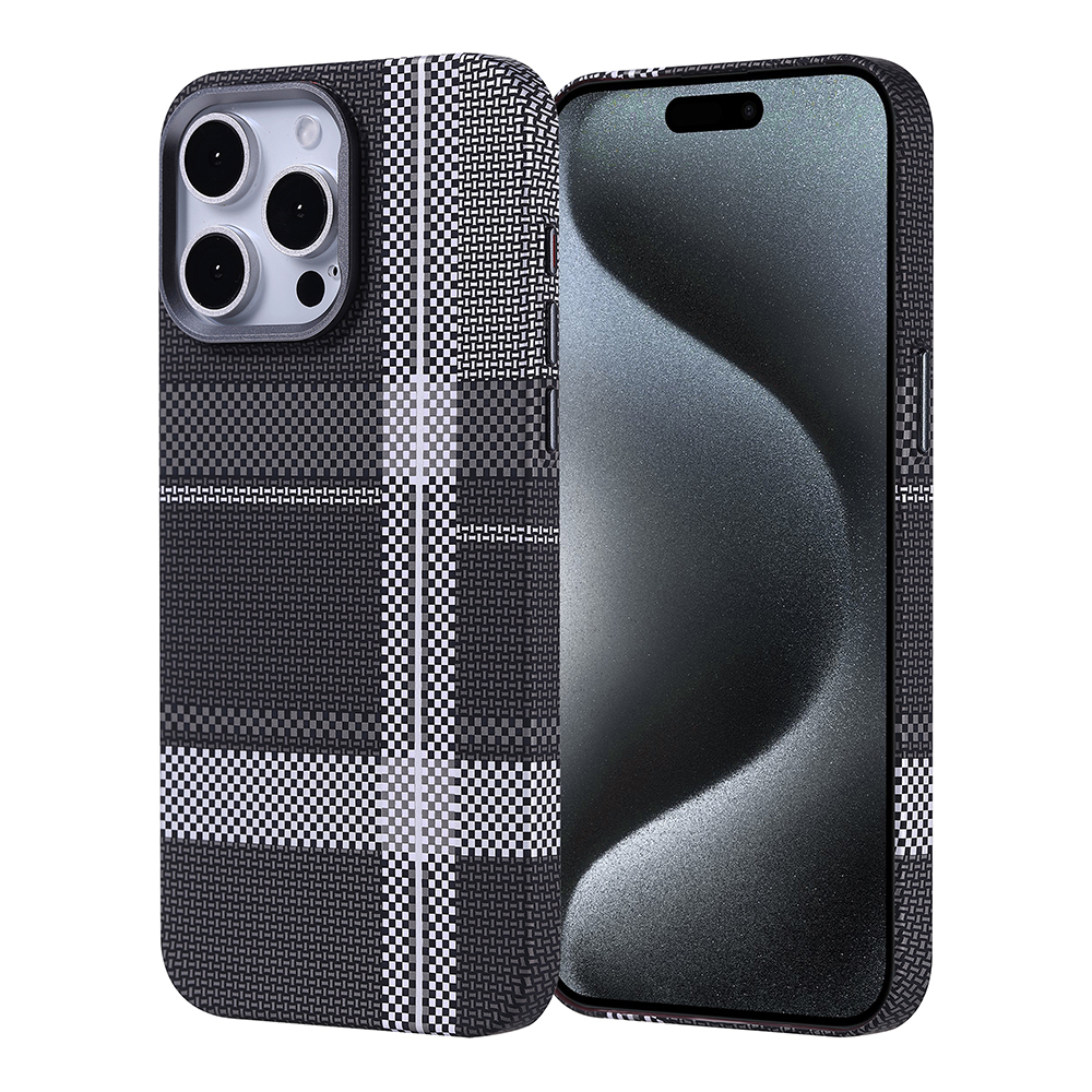 Apple iPhone 15 Pro Max Kılıf M-safe Şarj Özellikli Karbon Fiber Görünümlü Zore Nekst Kapak