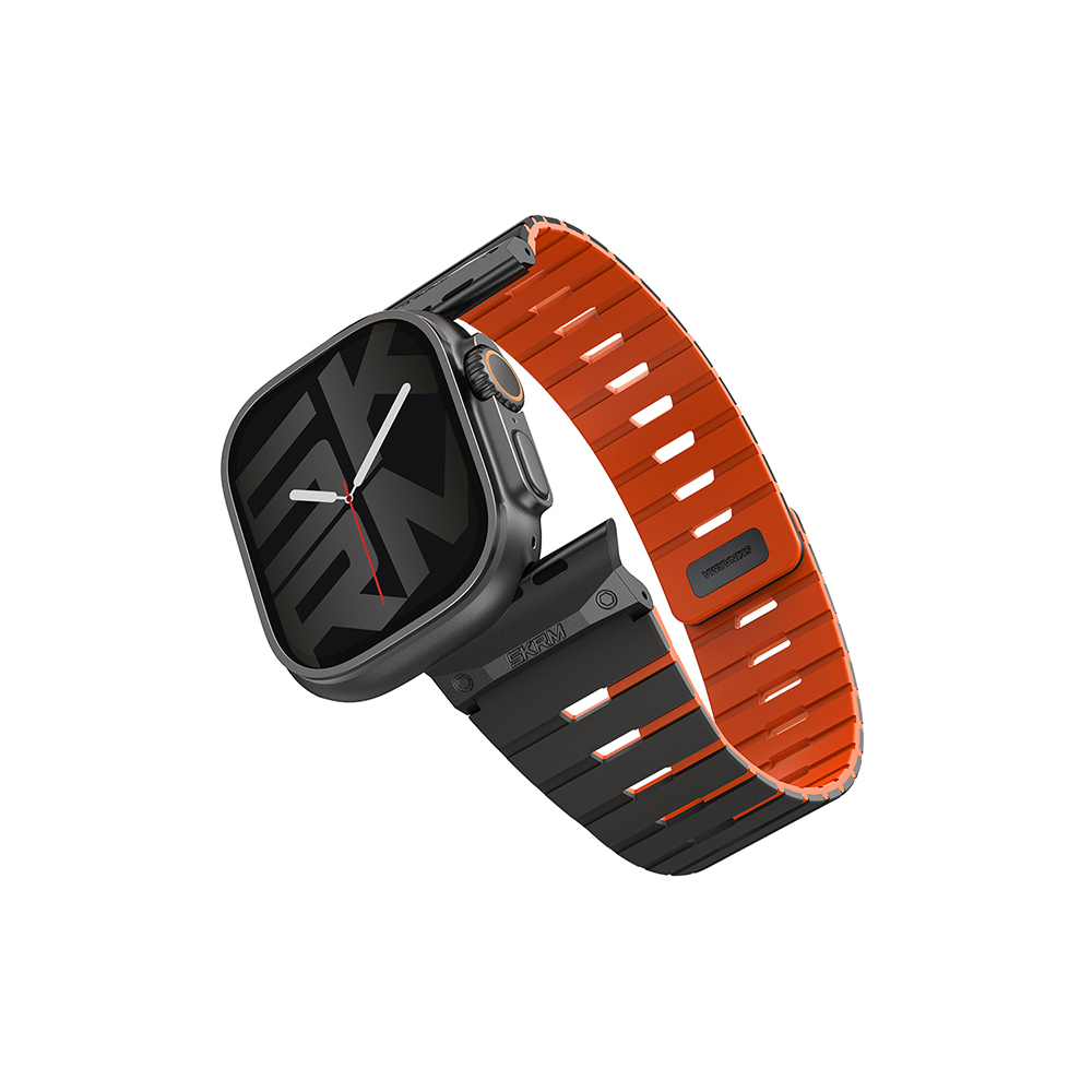 Apple Watch 10 46mm Skinarma Gemini Serisi TPU Magnetik Silikon Kordon Siyah