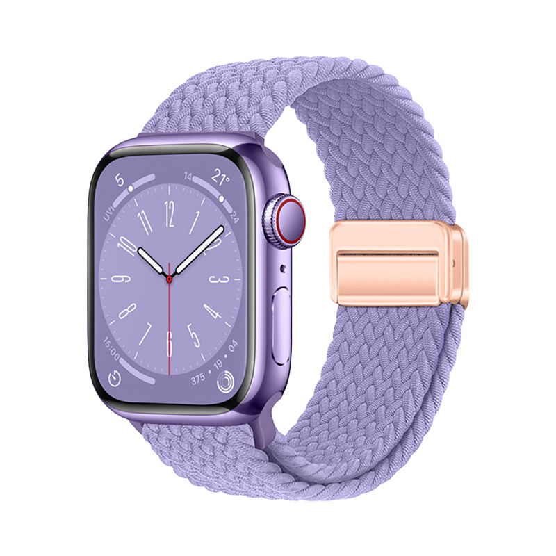 Apple Watch 38mm Zore KRD-134 Örgü Tasarımlı Hasır Kordon Strap Kayış Lila