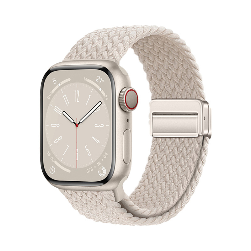 Apple Watch 42mm Zore KRD-134 Örgü Tasarımlı Hasır Kordon Strap Kayış Bej