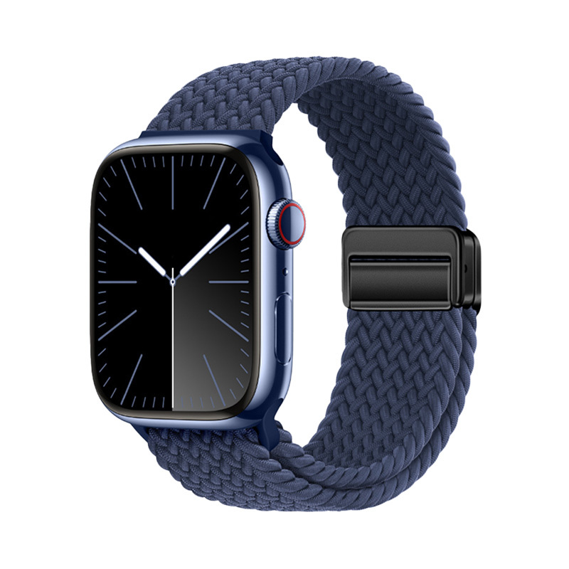 Apple Watch 42mm Zore KRD-134 Örgü Tasarımlı Hasır Kordon Strap Kayış Lacivert