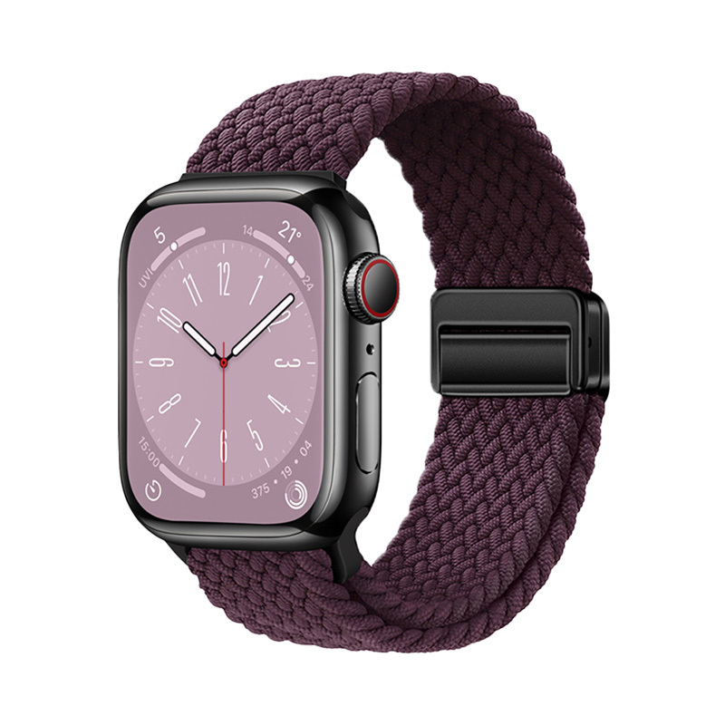Apple Watch 42mm Zore KRD-134 Örgü Tasarımlı Hasır Kordon Strap Kayış Mor