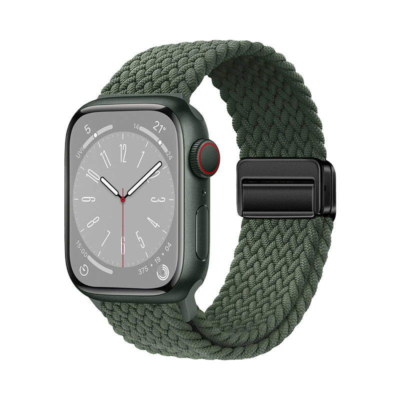 Apple Watch 42mm Zore KRD-134 Örgü Tasarımlı Hasır Kordon Strap Kayış Yeşil