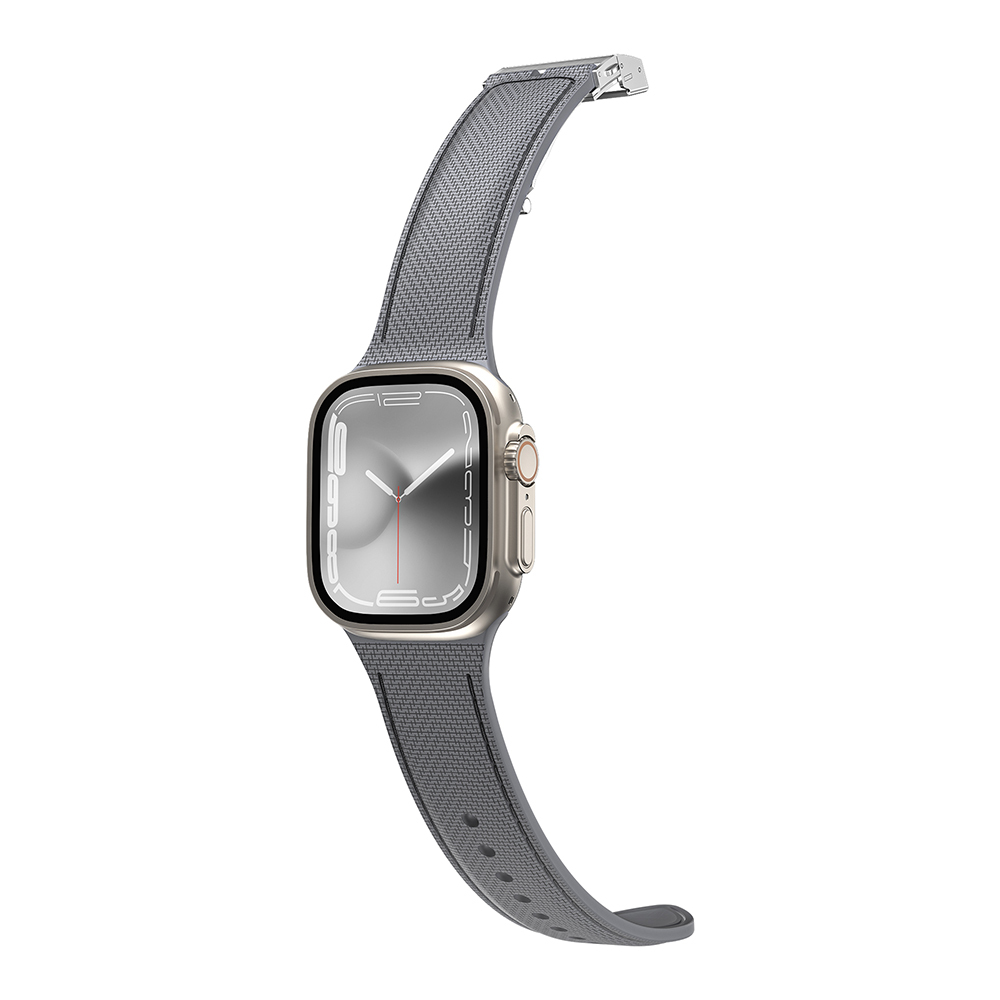 Apple Watch Ultra 49mm Amazingthing Titan Swift Deri Dokulu Silikon KordonGri