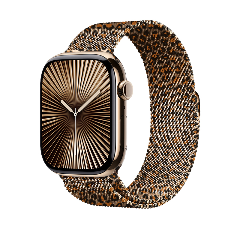 Apple Watch 38mm Zore Band-01 Metal Kordon Desenli Rose Leopar
