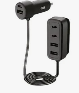 Süper Hızlı 4in1 Araç Şarj Cihazı, 4x USB  Girişli Akım ve Isı Korumalı Araç Şarjı - Siyah