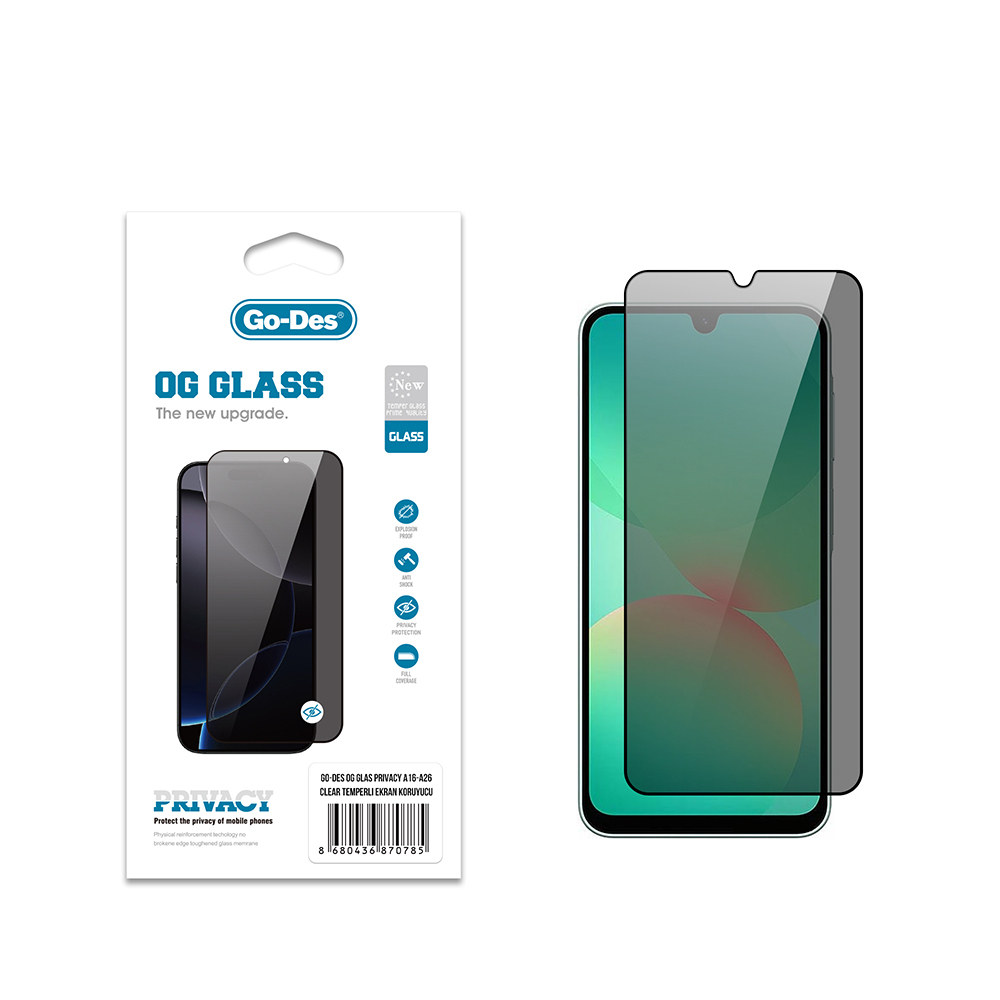 Galaxy A16/ A26 Go Des OG Glass Privacy Antistatik Temperli Cam Ekran Koruyucu