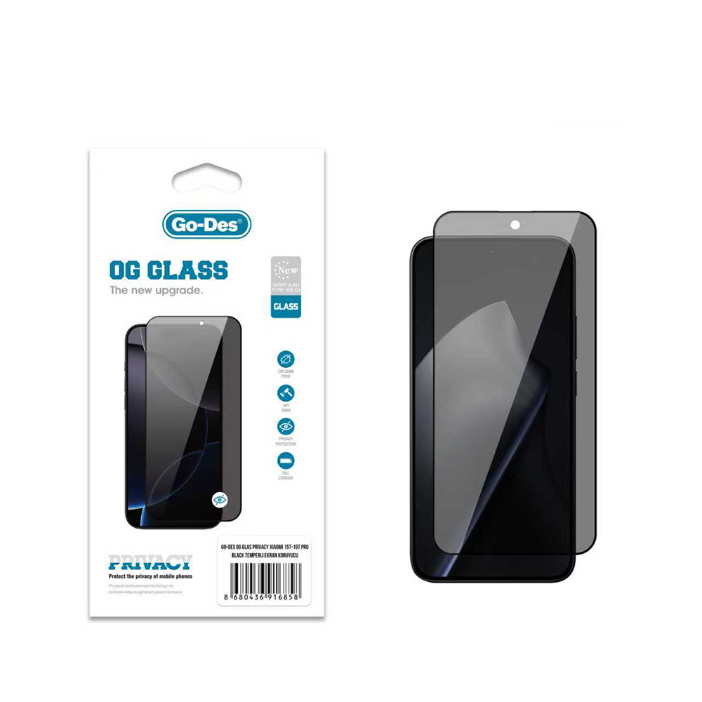 Xiaomi 15T / 15T Pro Go Des OG Glass Privacy Antistatik Temperli Cam Ekran Koruyucu