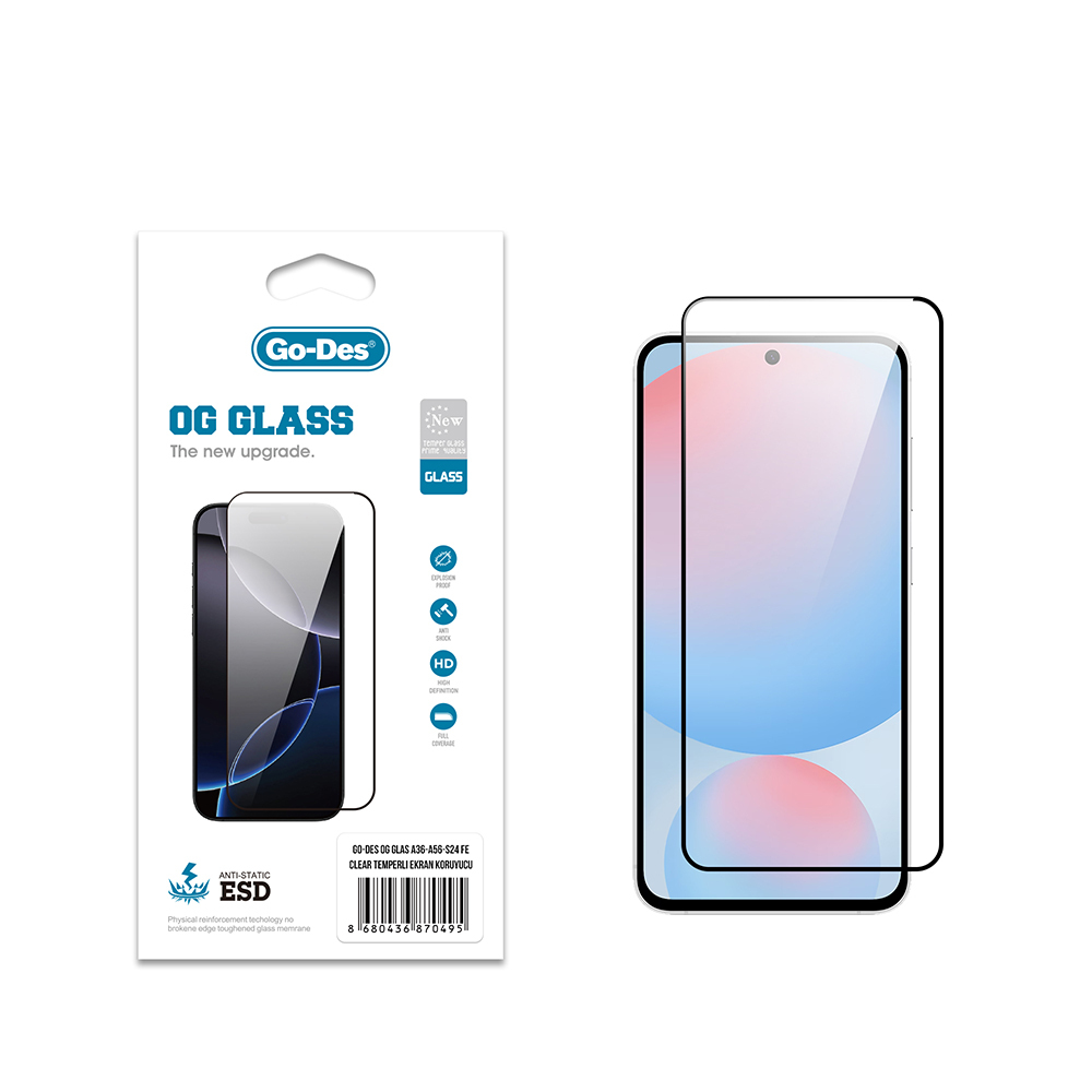 Galaxy A36 Go Des OG Glass Antistatik Temperli Cam Ekran Koruyucu