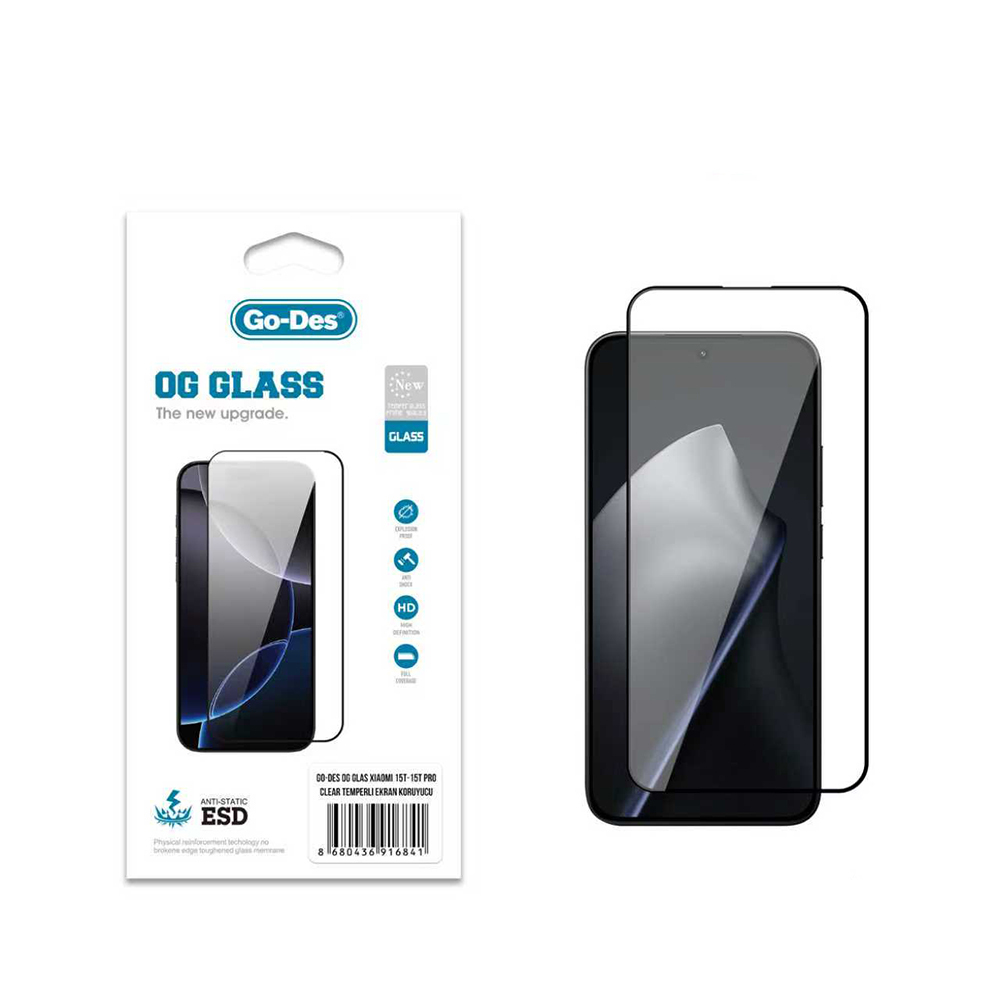Xiaomi 15T/ 15T Pro Go Des OG Glass Antistatik Temperli Cam Ekran Koruyucu