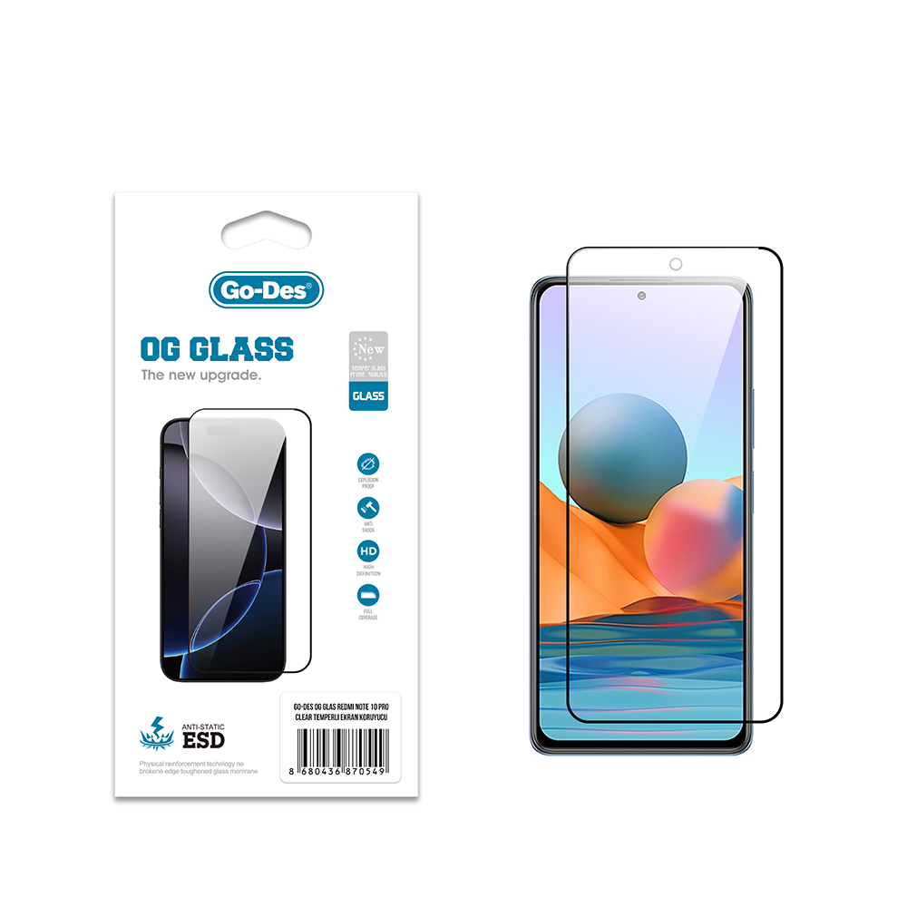 Xiaomi Redmi Note 10 Pro Go Des OG Glass Antistatik Temperli Cam Ekran Koruyucu