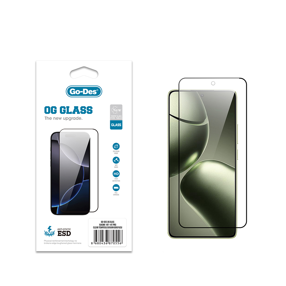 Xiaomi 14T/ 14T Pro Go Des OG Glass Antistatik Temperli Cam Ekran Koruyucu