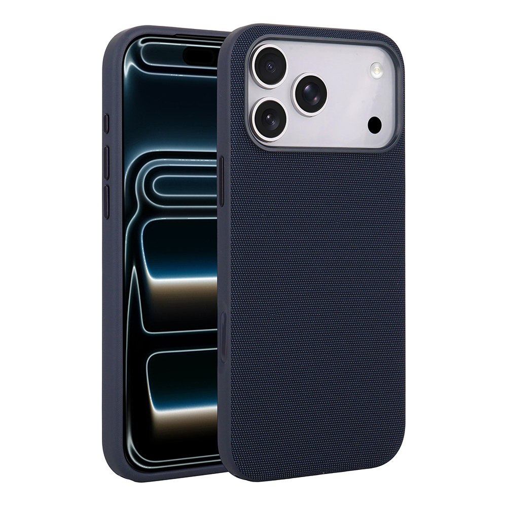 Apple iPhone 17 Pro Max Kılıf M-Safe Şarj Özellikli Kumaş Tasarımlı Zore Miami Sert PC Kapak Lacivert