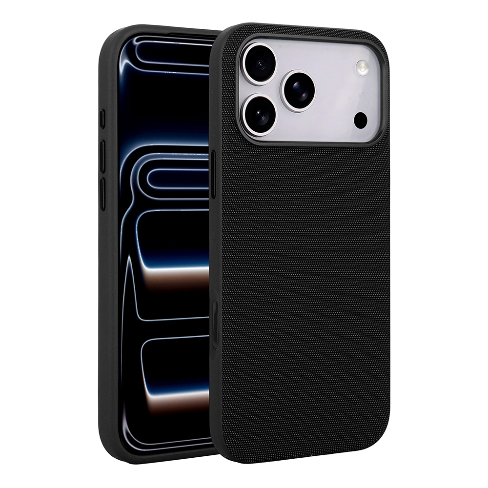 Apple iPhone 17 Pro Max Kılıf M-Safe Şarj Özellikli Kumaş Tasarımlı Zore Miami Sert PC Kapak Siyah
